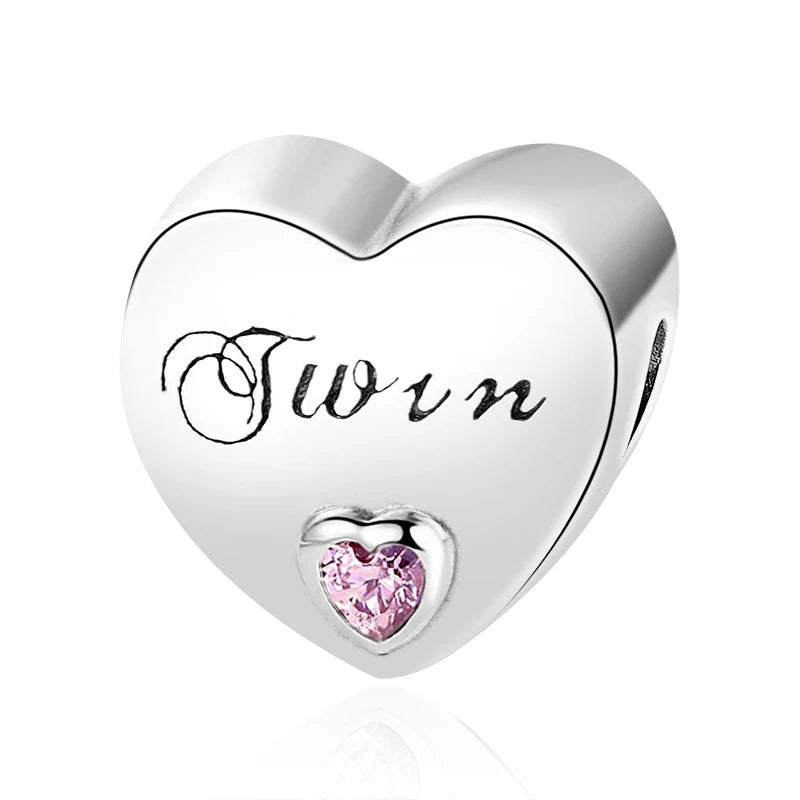 2024 Original 925 Silver Simple Heart Charm Daughter Mom Dad Bead Fit Dpandore Bracelet Necklace Women Diy Jewelry For Gift