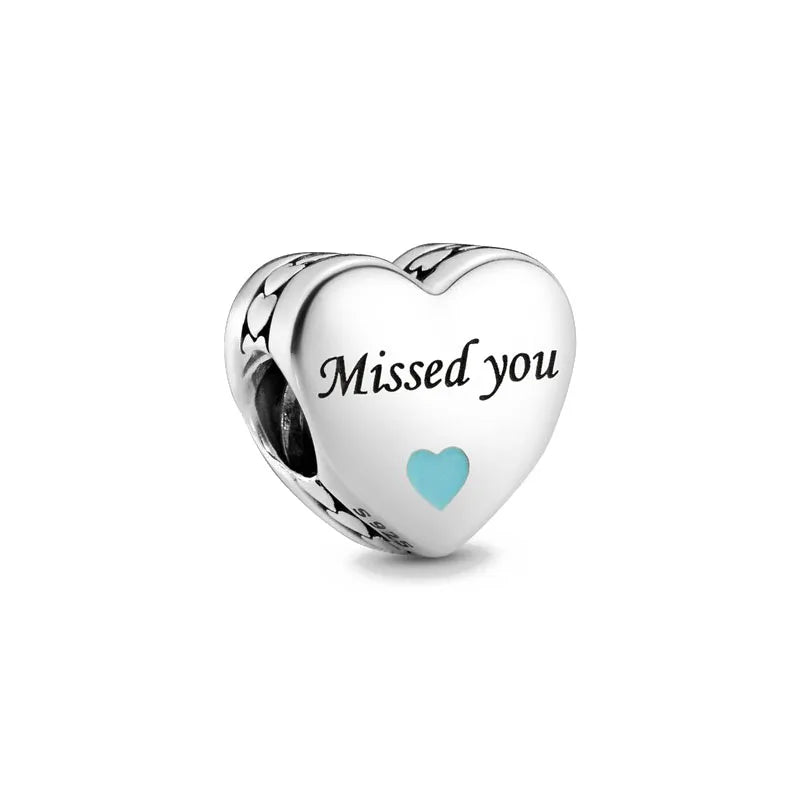 2024 Original 925 Silver Simple Heart Charm Daughter Mom Dad Bead Fit Dpandore Bracelet Necklace Women Diy Jewelry For Gift