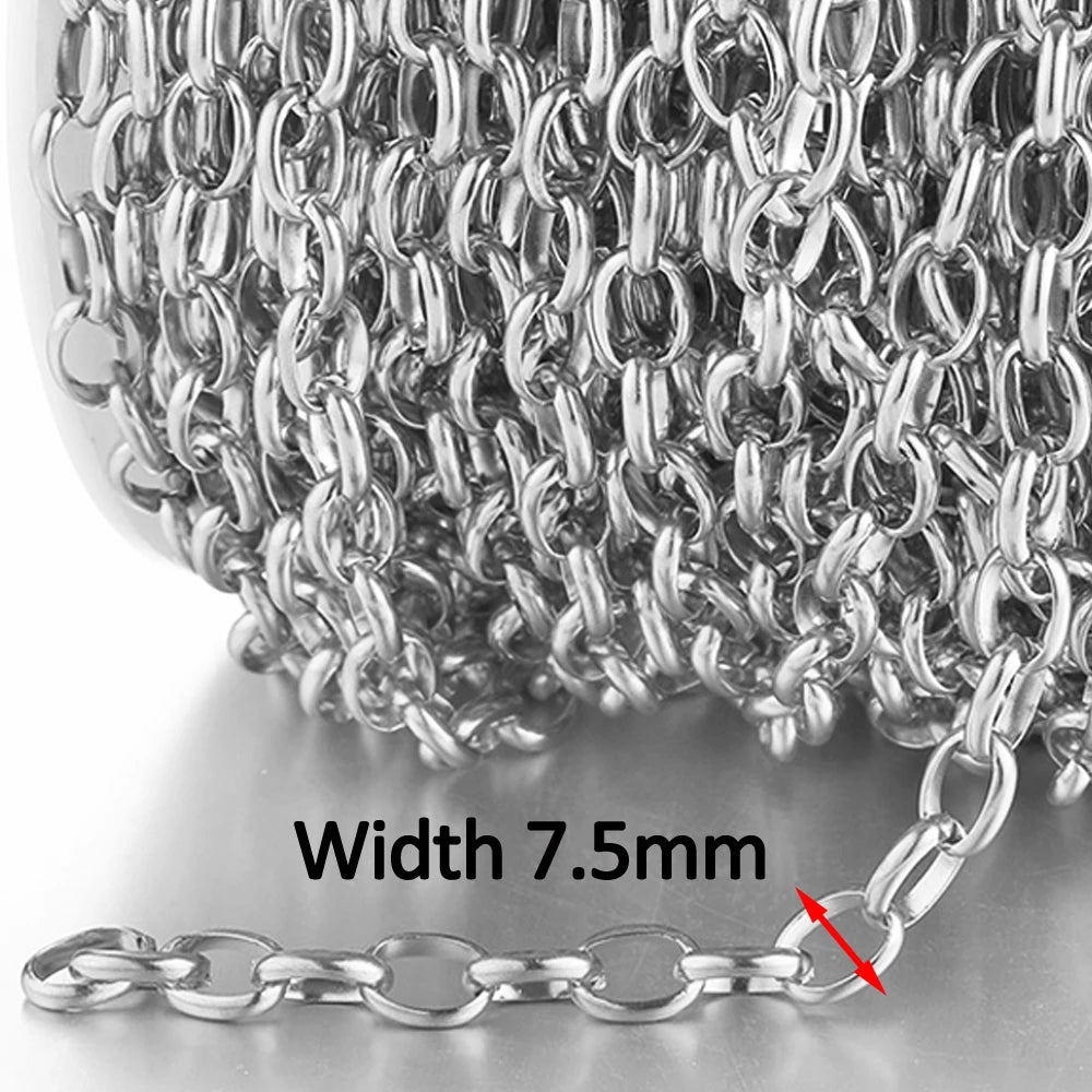 1meter Gold Stainless Steel Chain Multi Styles Star Thick Cable Curb Chains for Necklace Bracelet Jewelry Making DIY No Fade