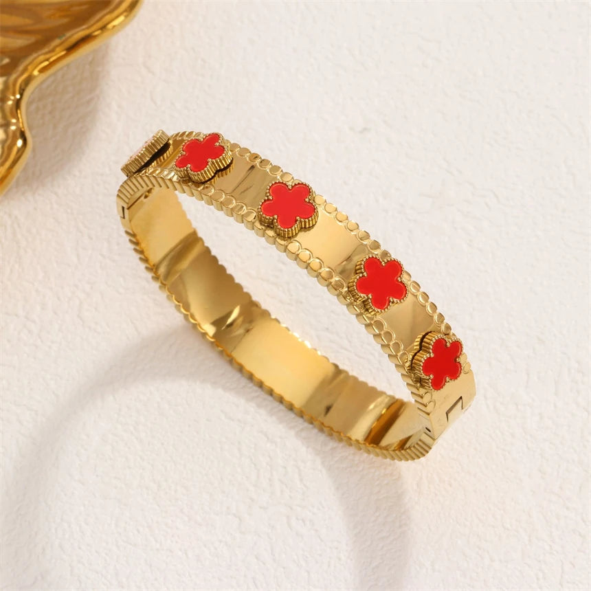316L Stainless Steel Retro Natural Shells Flower Charms Chain Bracelets Ladies Fashion Trend High Jewelry Accessories Party Gift