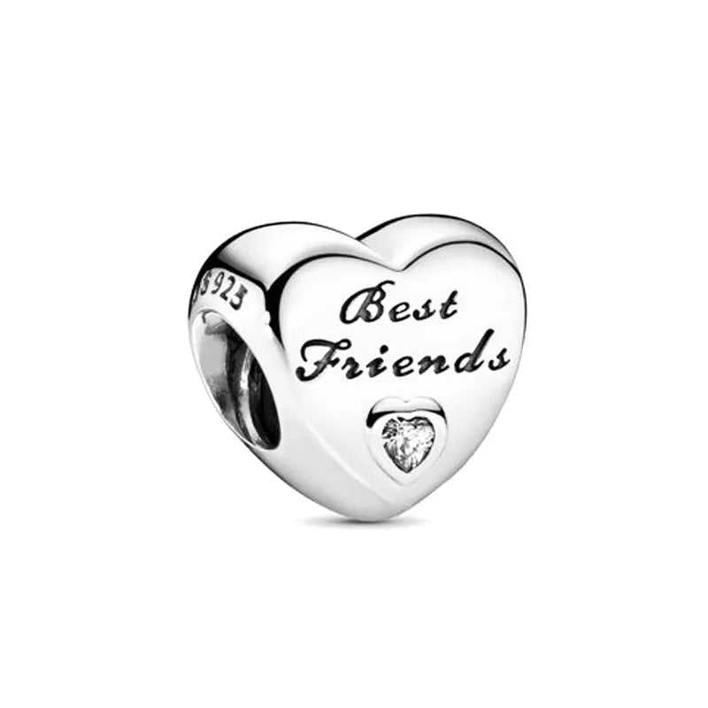 2024 Original 925 Silver Simple Heart Charm Daughter Mom Dad Bead Fit Dpandore Bracelet Necklace Women Diy Jewelry For Gift