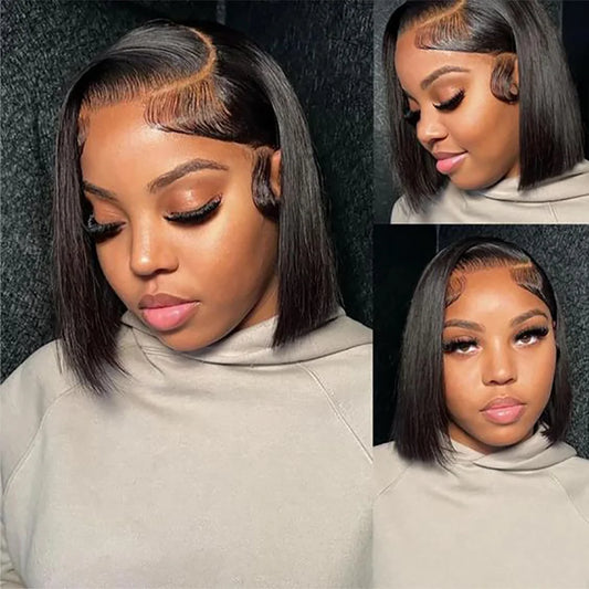 13X4 Bob Wig Bone Straight Bob Wig Lace Front Human Hair Wigs For Women Transparent Lace Frontal Wig Natural Wig Human Hair