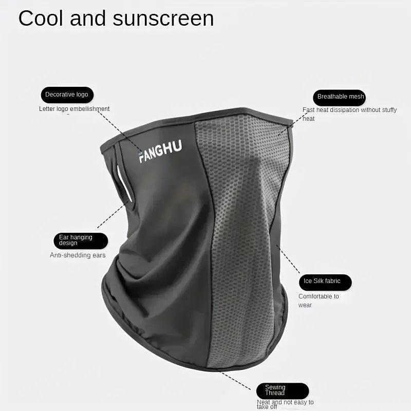 1Pcs Summer Ice Silk Cycling Masks Hanging Ear Breathable Anti-UV Face Scarf Neck Cover for Outdoor Hiking Sunscreen Balaclava
