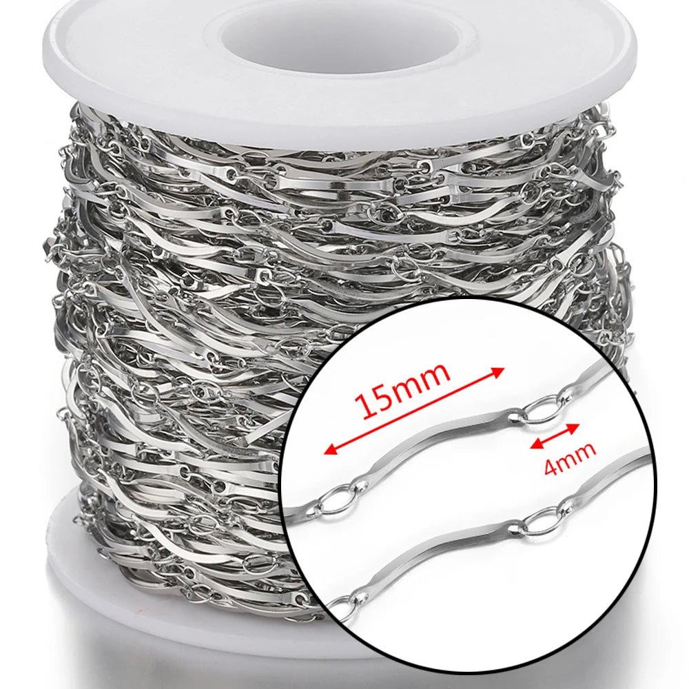 1meter Gold Stainless Steel Chain Multi Styles Star Thick Cable Curb Chains for Necklace Bracelet Jewelry Making DIY No Fade