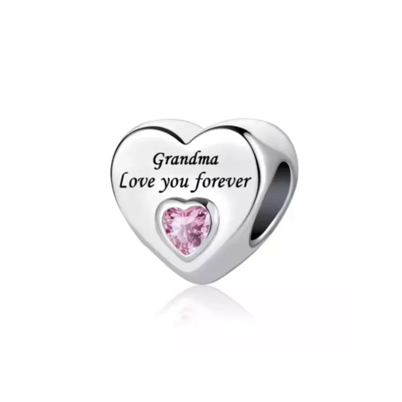 2024 Original 925 Silver Simple Heart Charm Daughter Mom Dad Bead Fit Dpandore Bracelet Necklace Women Diy Jewelry For Gift