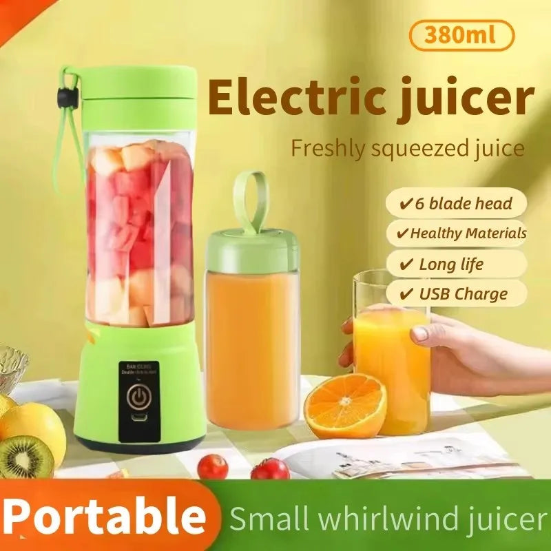 380ml Electric Juicer Portable Smoothie Blender USB Rechargeable Food Processor Fruit Mixer Machine Kitchen Mini Juicer Blender