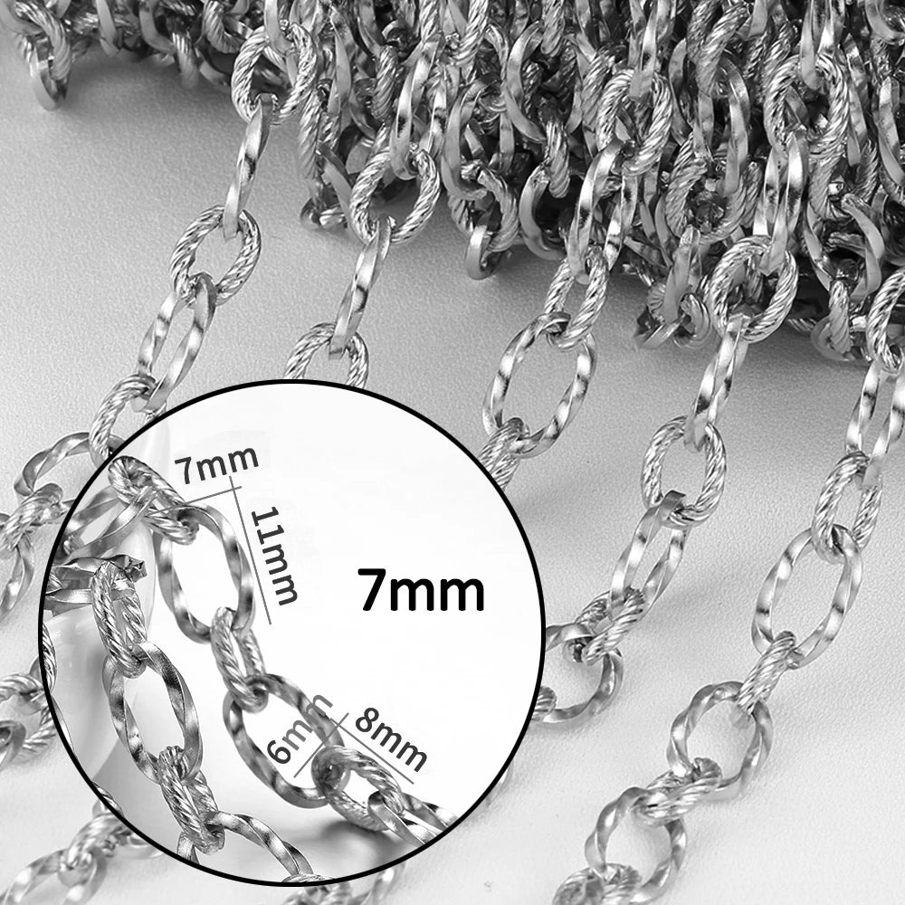 1meter Gold Stainless Steel Chain Multi Styles Star Thick Cable Curb Chains for Necklace Bracelet Jewelry Making DIY No Fade