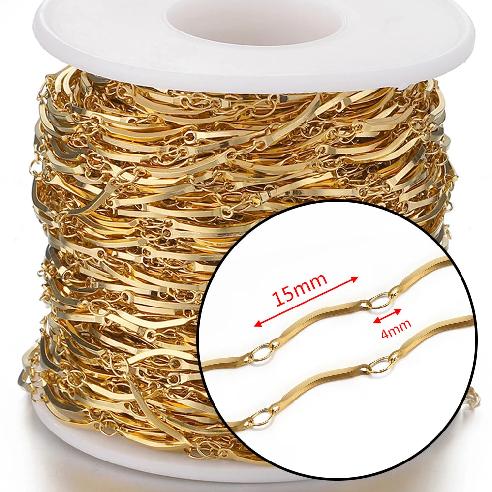 1meter Gold Stainless Steel Chain Multi Styles Star Thick Cable Curb Chains for Necklace Bracelet Jewelry Making DIY No Fade