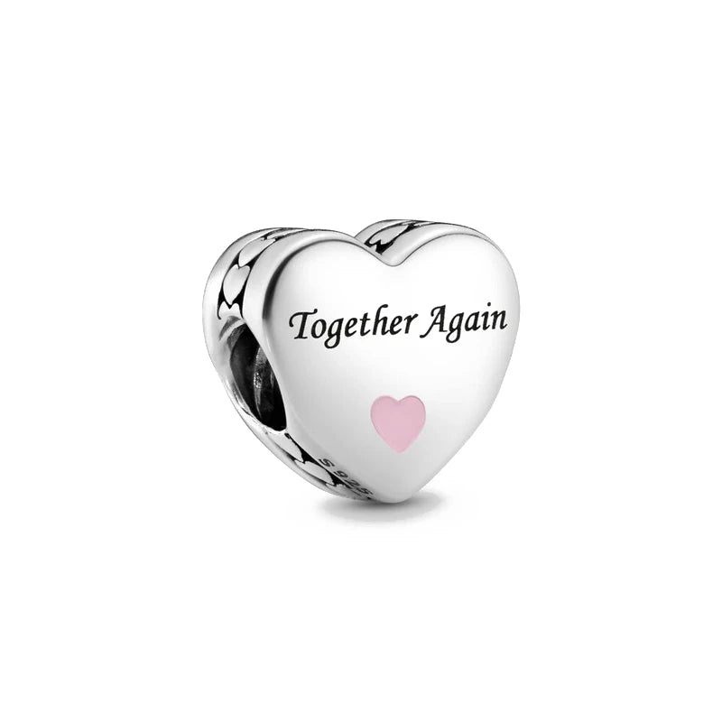 2024 Original 925 Silver Simple Heart Charm Daughter Mom Dad Bead Fit Dpandore Bracelet Necklace Women Diy Jewelry For Gift