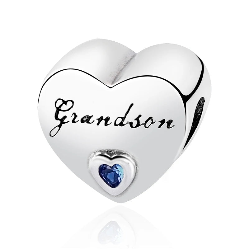 2024 Original 925 Silver Simple Heart Charm Daughter Mom Dad Bead Fit Dpandore Bracelet Necklace Women Diy Jewelry For Gift
