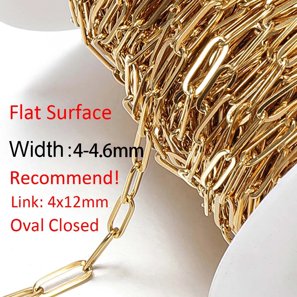 1meter Gold Stainless Steel Chain Multi Styles Star Thick Cable Curb Chains for Necklace Bracelet Jewelry Making DIY No Fade