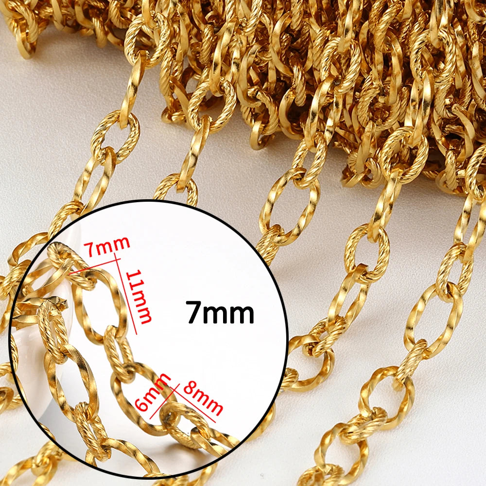 1meter Gold Stainless Steel Chain Multi Styles Star Thick Cable Curb Chains for Necklace Bracelet Jewelry Making DIY No Fade