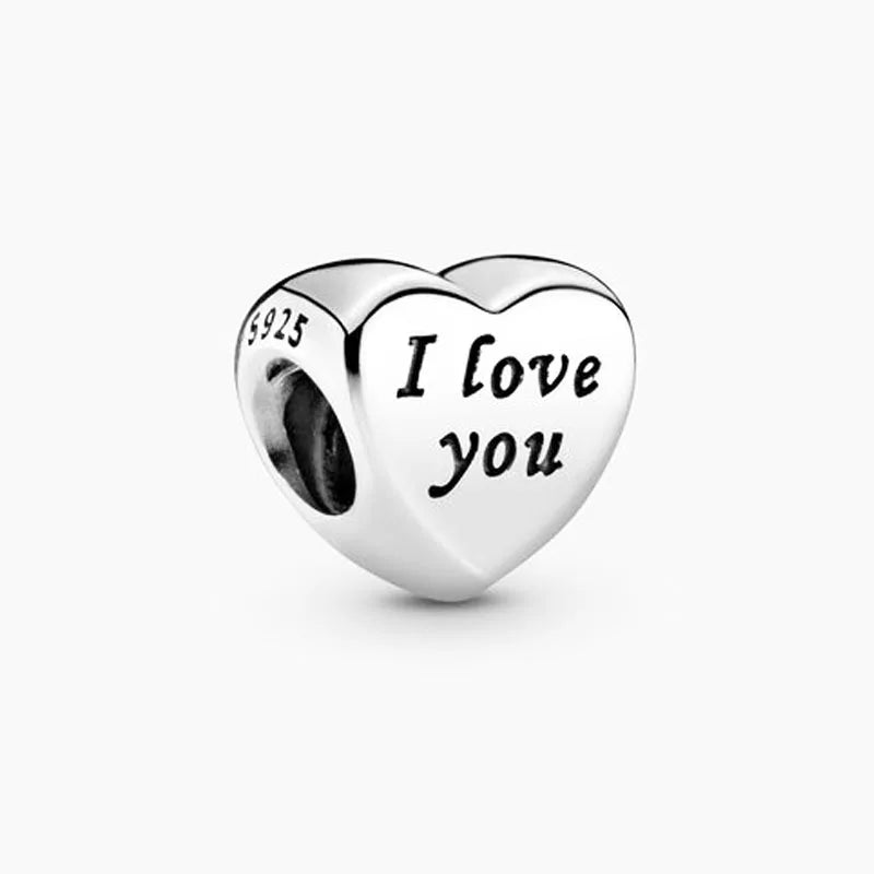 2024 Original 925 Silver Simple Heart Charm Daughter Mom Dad Bead Fit Dpandore Bracelet Necklace Women Diy Jewelry For Gift