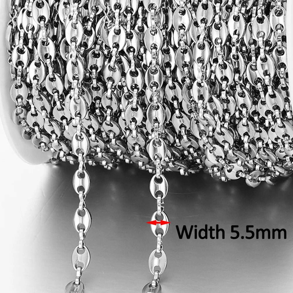 1meter Gold Stainless Steel Chain Multi Styles Star Thick Cable Curb Chains for Necklace Bracelet Jewelry Making DIY No Fade